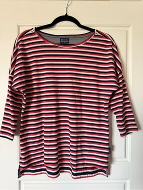 Columbia PFG Women’s Red, White & Navy Striped Long Sleeve Top